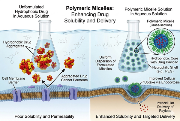Polymeric micelles enhance drug delivery.