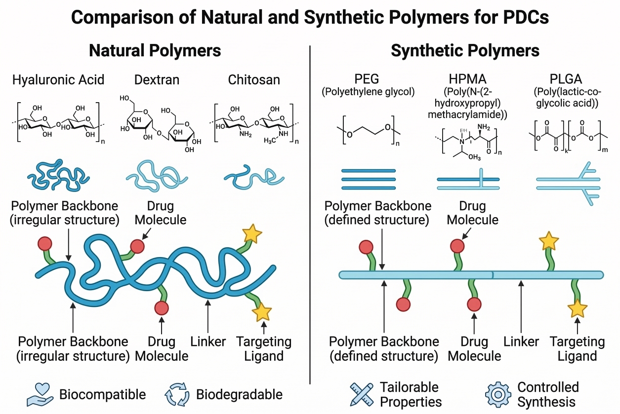 Comparison of natural and synthetic PDC polymers.