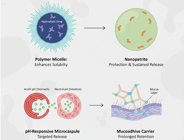 Schematic of various functional polymer drug carriers.