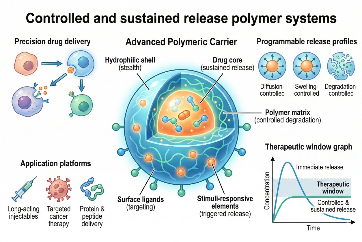 Infographic of controlled and sustained release polymers.