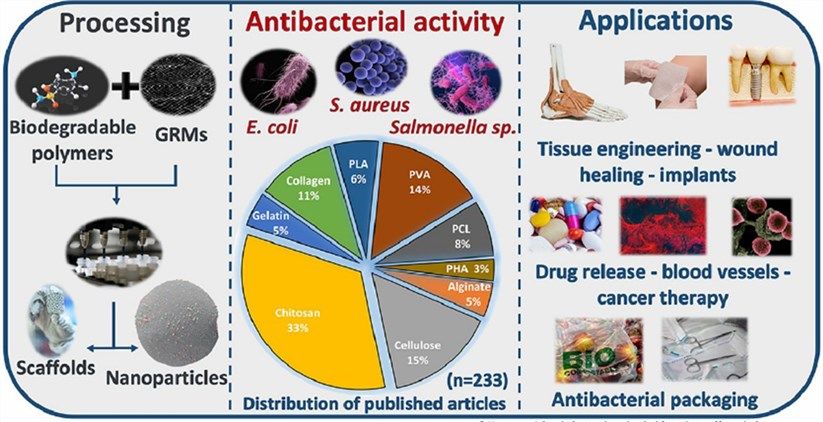 Biodegradable polymer materials for antibacterial applications