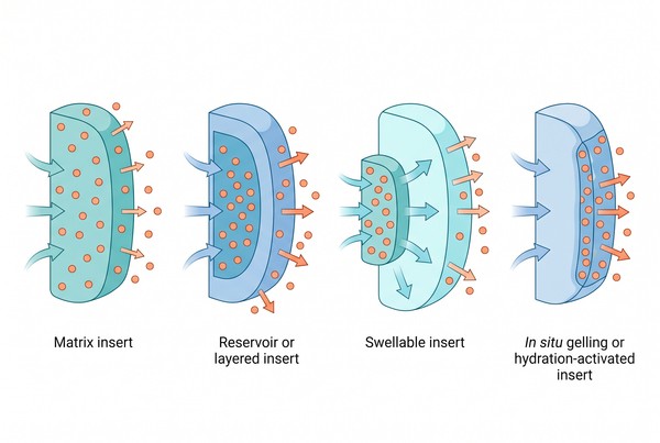 Polymeric Inserts for Long-Acting Drug Delivery: Material Selection and Site-Specific Design